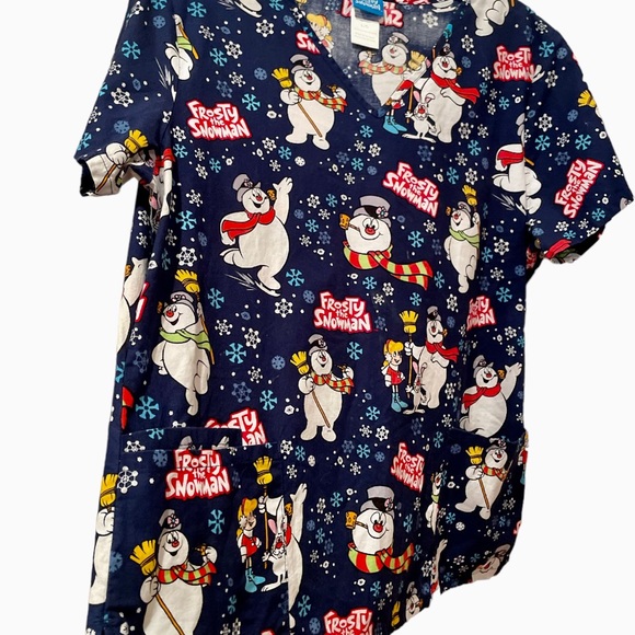 Frosty The Snowman Scrub Top Womens Size Large - Picture 8 of 8
